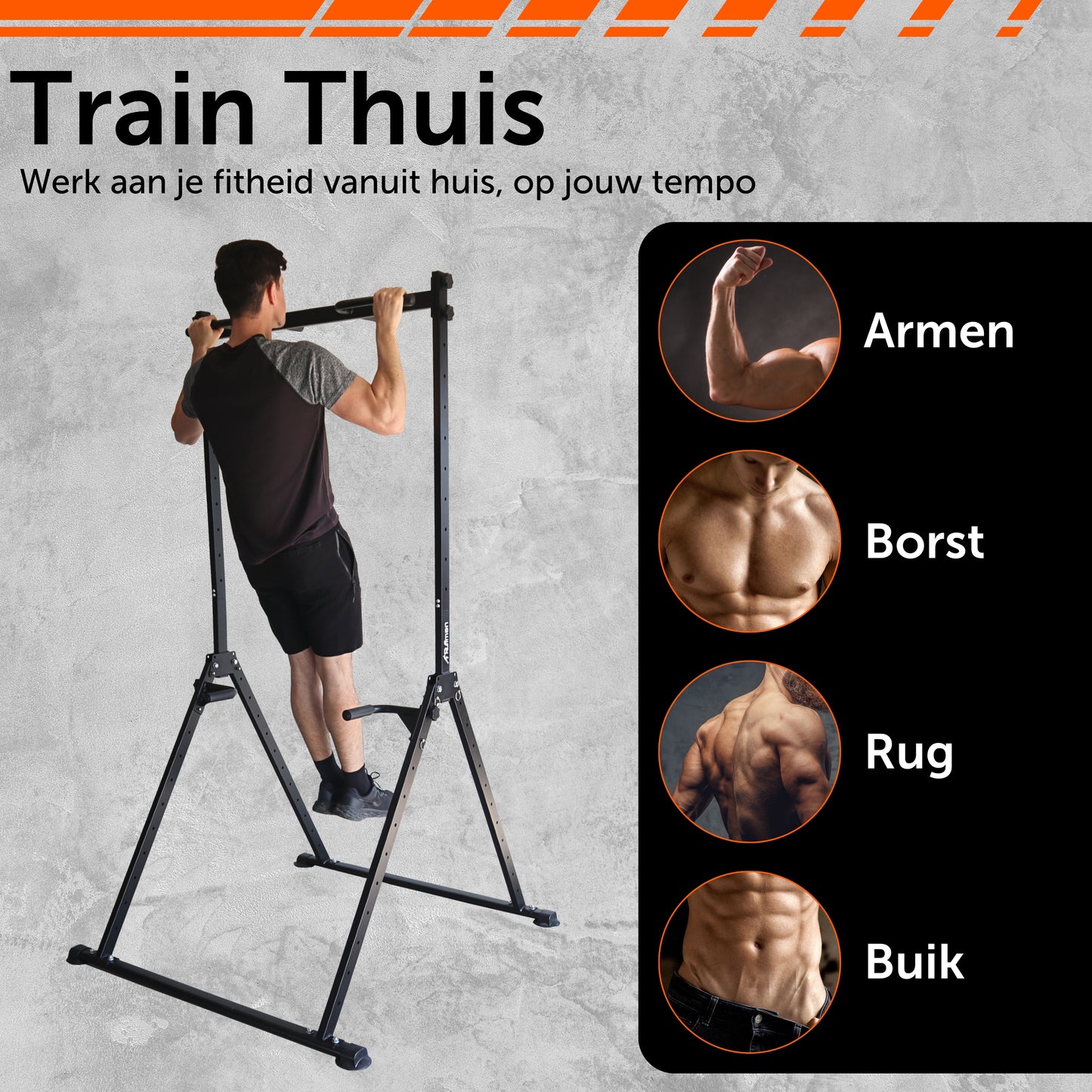 Pull up station opvouwbaar - FPT115 - Power tower - Pull up bar - Dip station
