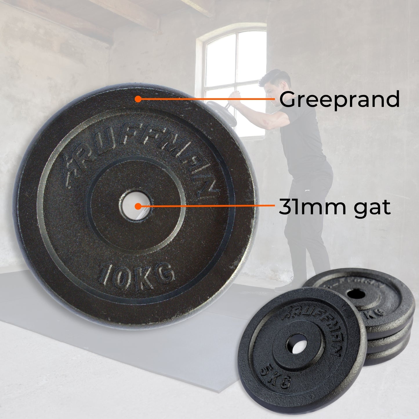2x 10kg halterschijven set - 20kg - gietijzer - 30mm
