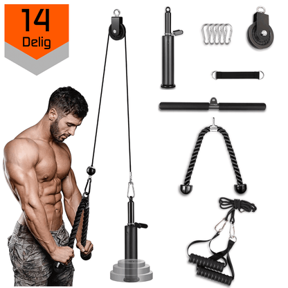 Fitness kabelsysteem L - katrol - triceps touw – krachttraining - lat pulley - krachtstation