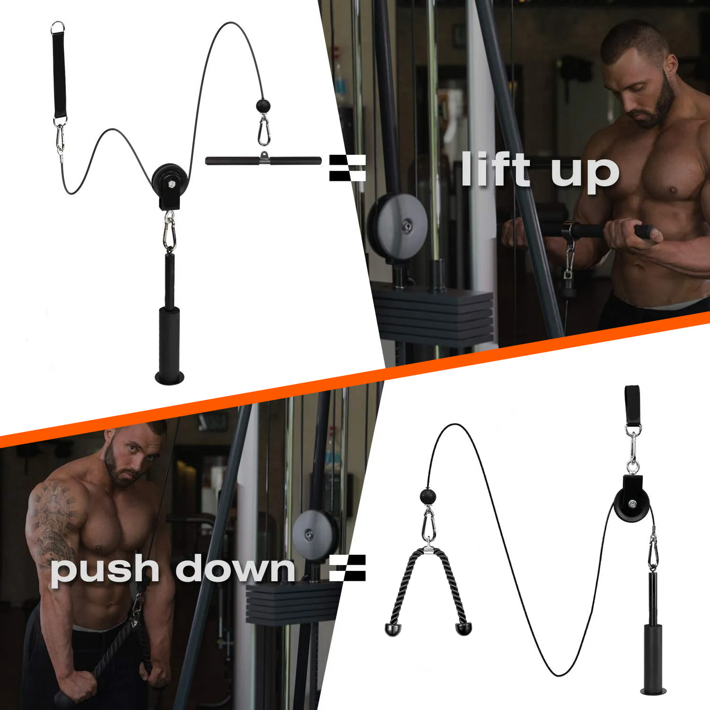 Fitness kabelsysteem L - katrol - triceps touw – krachttraining - lat pulley - krachtstation