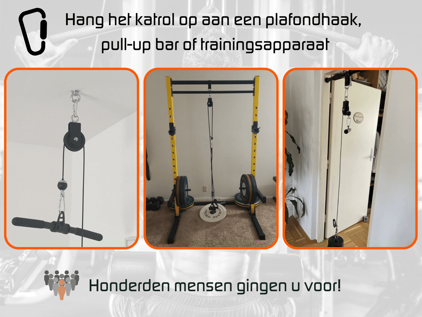 Fitness kabelsysteem L - katrol - triceps touw – krachttraining - lat pulley - krachtstation